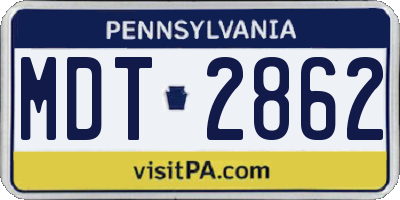 PA license plate MDT2862
