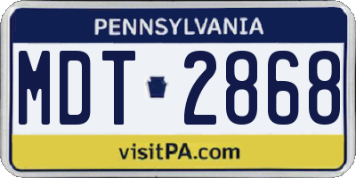 PA license plate MDT2868