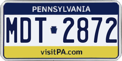 PA license plate MDT2872