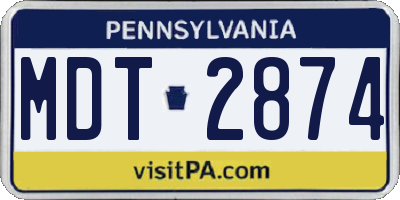 PA license plate MDT2874