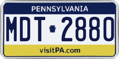 PA license plate MDT2880