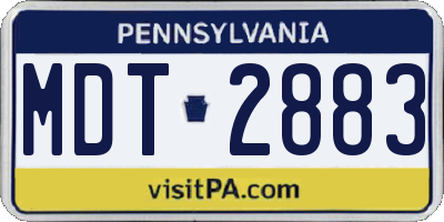 PA license plate MDT2883