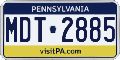 PA license plate MDT2885