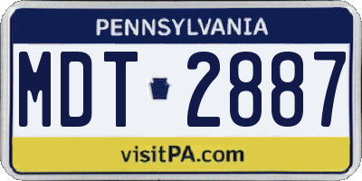 PA license plate MDT2887