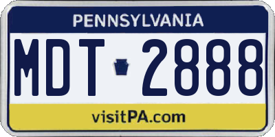 PA license plate MDT2888