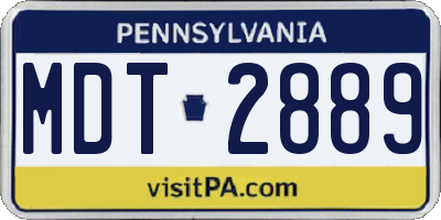 PA license plate MDT2889