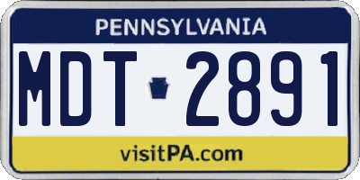 PA license plate MDT2891