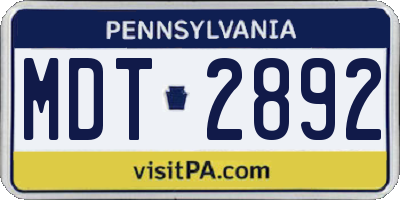 PA license plate MDT2892