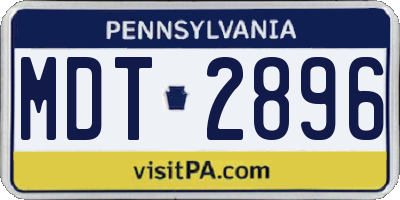 PA license plate MDT2896