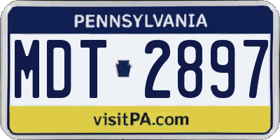 PA license plate MDT2897
