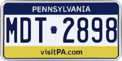 PA license plate MDT2898