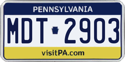 PA license plate MDT2903