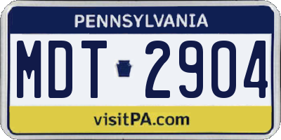 PA license plate MDT2904