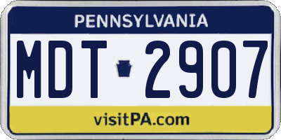 PA license plate MDT2907