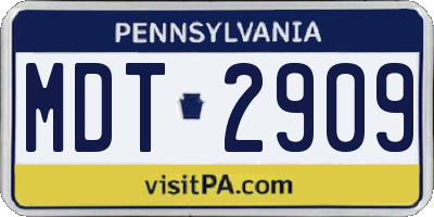 PA license plate MDT2909