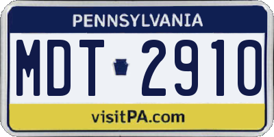 PA license plate MDT2910