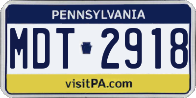PA license plate MDT2918