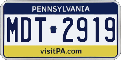 PA license plate MDT2919