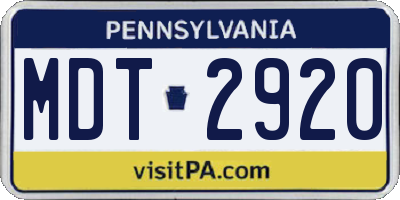 PA license plate MDT2920