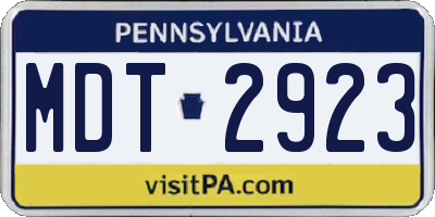 PA license plate MDT2923