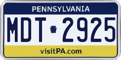 PA license plate MDT2925
