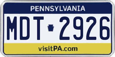 PA license plate MDT2926