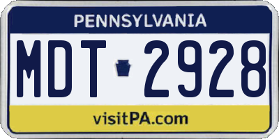 PA license plate MDT2928