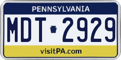 PA license plate MDT2929