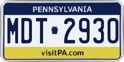 PA license plate MDT2930