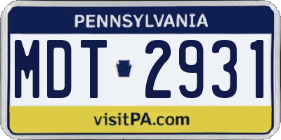 PA license plate MDT2931