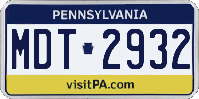 PA license plate MDT2932