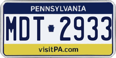 PA license plate MDT2933