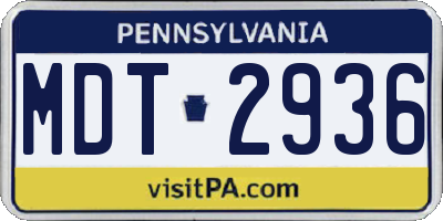 PA license plate MDT2936