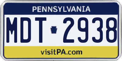 PA license plate MDT2938