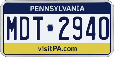PA license plate MDT2940