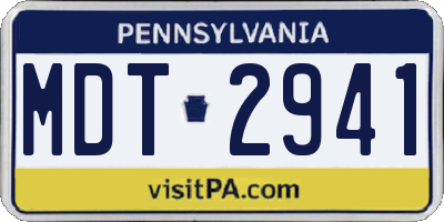 PA license plate MDT2941