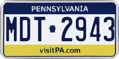 PA license plate MDT2943