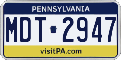 PA license plate MDT2947