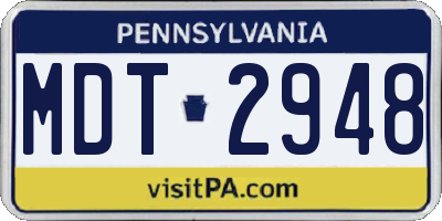 PA license plate MDT2948
