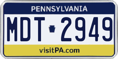 PA license plate MDT2949