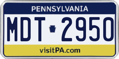 PA license plate MDT2950