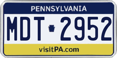 PA license plate MDT2952