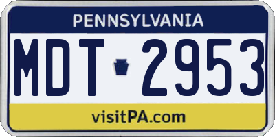 PA license plate MDT2953