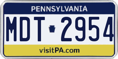 PA license plate MDT2954