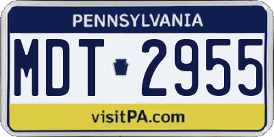 PA license plate MDT2955