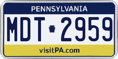 PA license plate MDT2959
