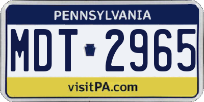 PA license plate MDT2965