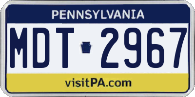PA license plate MDT2967