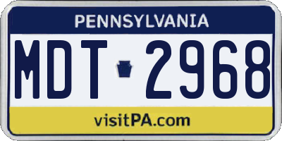 PA license plate MDT2968
