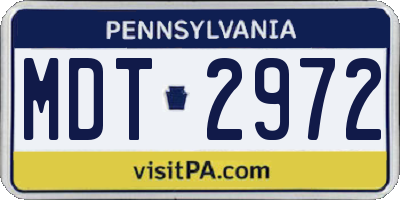 PA license plate MDT2972